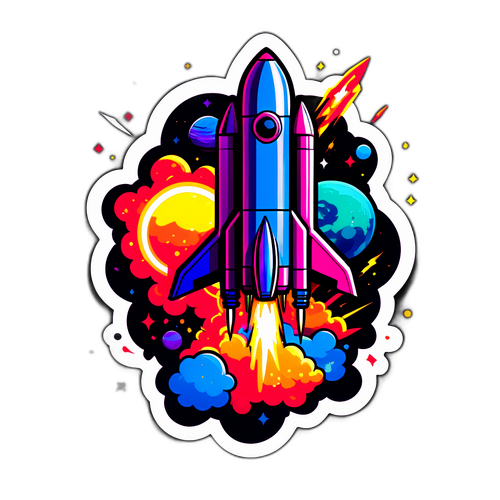 Дизайн наліпки з ракетними вибухами у стилі наукової фантастики