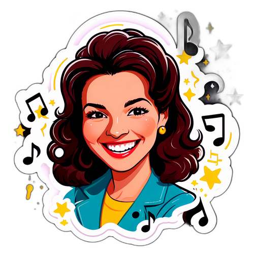 Sticker de Lucía Celasco sonriendo