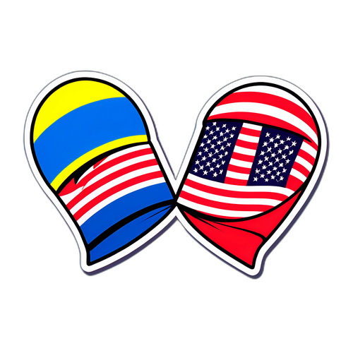 Наклейка с флагами Украины и США, символизирующая мир и диалог