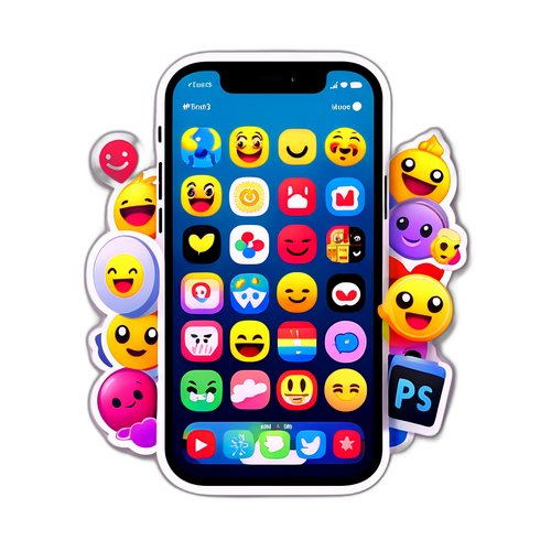 Adesivo Cartoon iPhone 13 con Emoji
