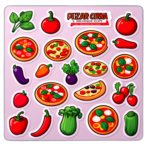 Sticker ng Resipe ng Pizza na may mga Hakbang para sa Pagtatanim ng mga Gulay sa Hardin