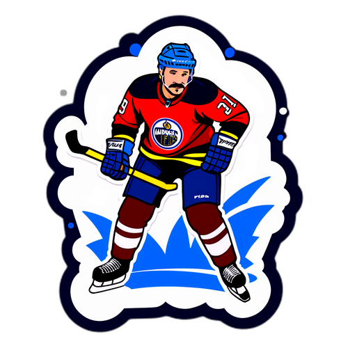 Autocolant cu Pedro Pascal, jucător de hochei fantastic