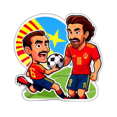 สติกเกอร์การ์ตูนการแข่งขันฟุตบอลระหว่างสเปนและตุรกี