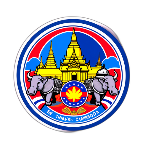 タイとカンボジアの歴史的戦争をテーマにしたシール