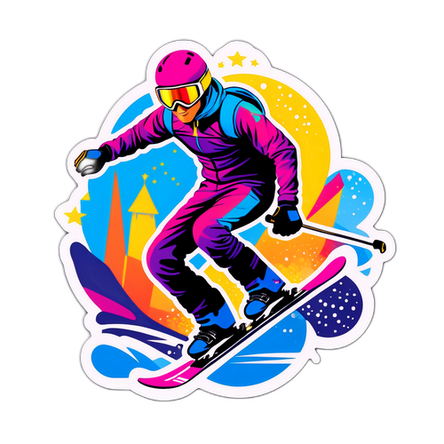 Alberto Tomba ikonikus sziluettje snowboard háttérrel