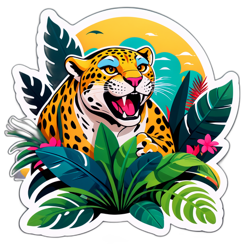 Jaguar jucăuș în mijlocul naturii