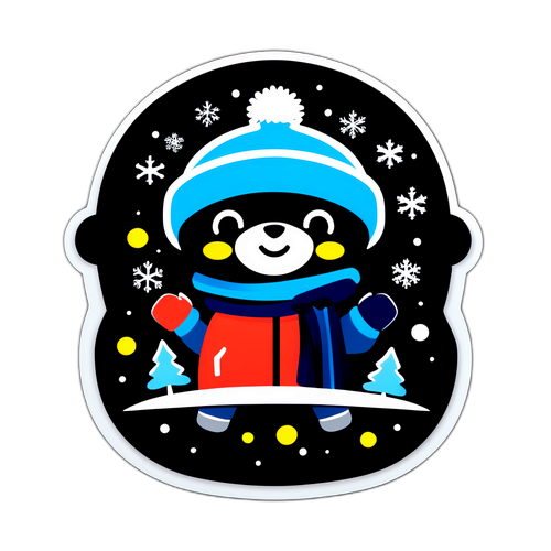 Vinterklädd nalle i snön