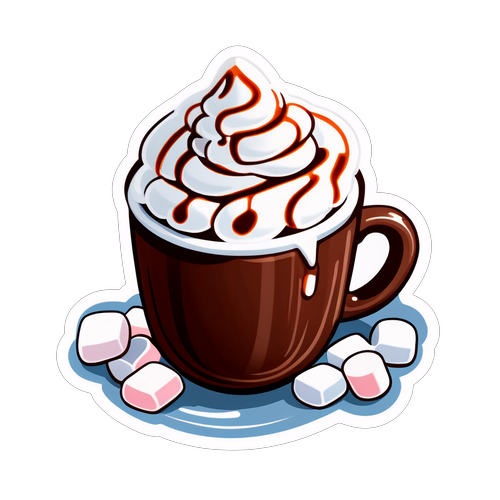 Dessin d'une tasse de chocolat chaud avec des guimauves