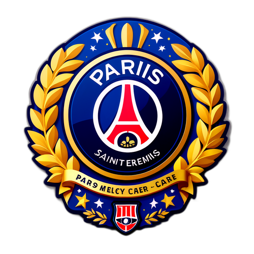 Huy hiệu Paris Saint Germain với biểu tượng chiến thắng
