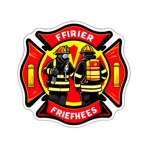 消防员的英雄形象贴纸