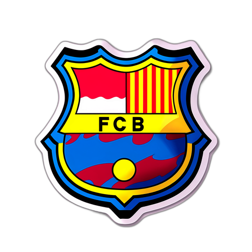 Sticker van een voetbalschoot met het logo van FC Barcelona