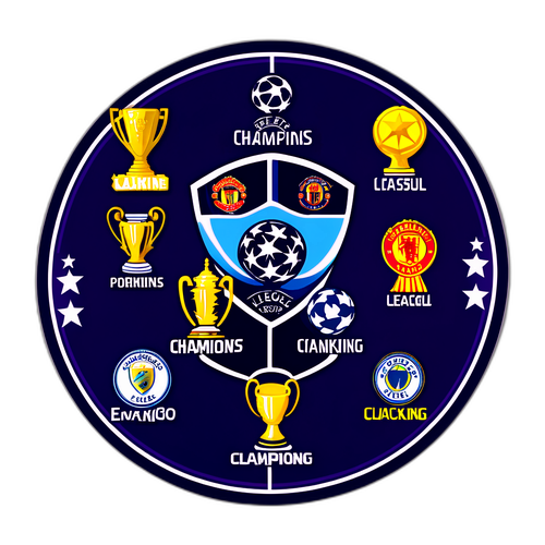Sticker với bảng xếp hạng Champions League, featuring các đội và vị trí nổi bật