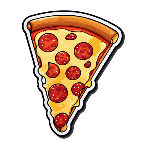 Cartoonish Pepperoni Pizza Slice Sticker
