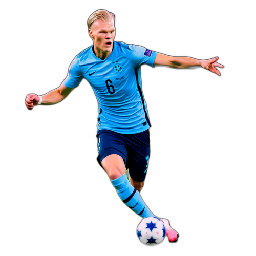 En spännande aktionbild av Erling Haaland