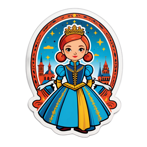 Nálepka s ilustrací Petra Hřebíčkové v oblíbeném kostýmu