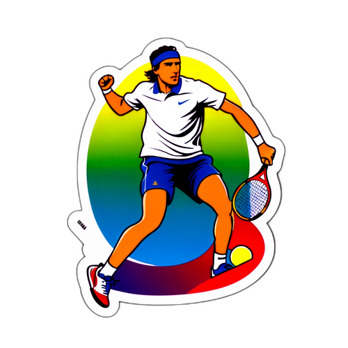 Sticker cu Lorenzo Musetti pe terenul de tenis