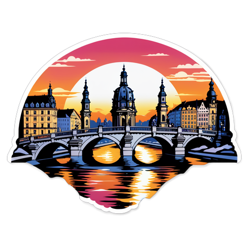 Scopri Dresden al Tramonto: Illustrazione Incredibile della Carolabrücke che Ti Lascerà Senza Fiato!