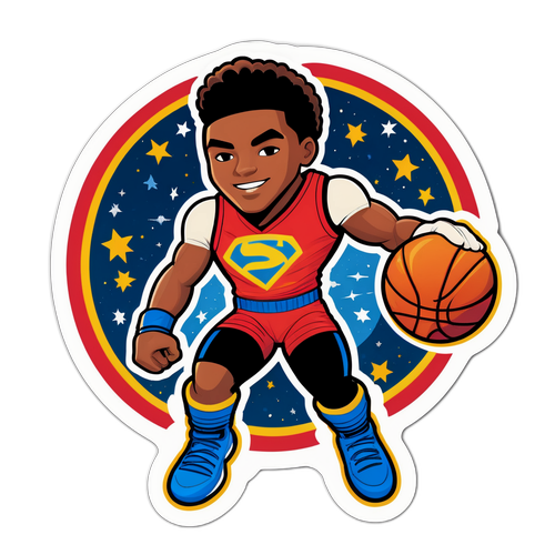 Superhero Basketball Player Sticker