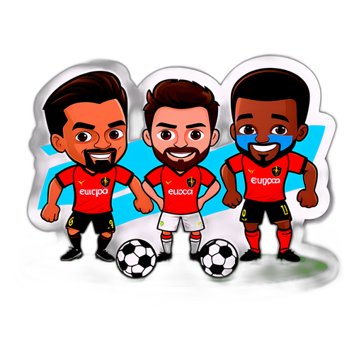 מדבקה כיפית של שחקני כדורגל מצוירים מליגת אירופה