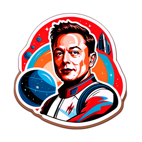 Toekomstige sticker van Elon Musk met Mars