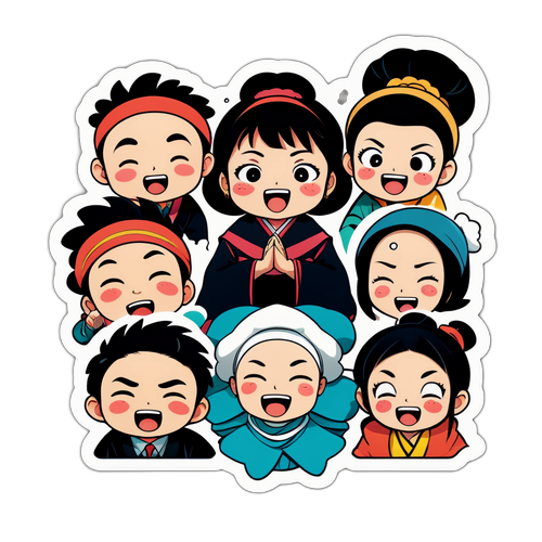 面白い表情のキャラクターたち