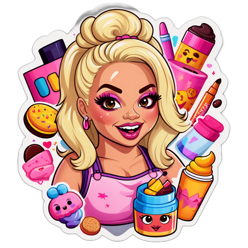 Kaotisk og lekfull klistremerke av Trisha Paytas som tegneseriefigur