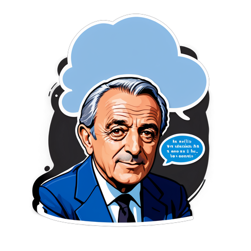 Adesivo di Vittorio Feltri con nuvole di pensiero