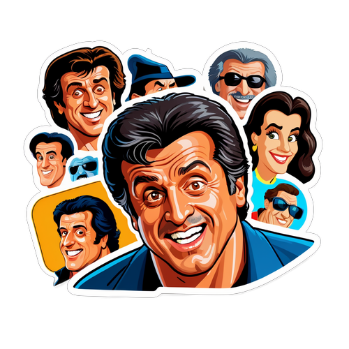 Ein fröhliches Porträt von Sylvester Stallone als Cartoonfigur