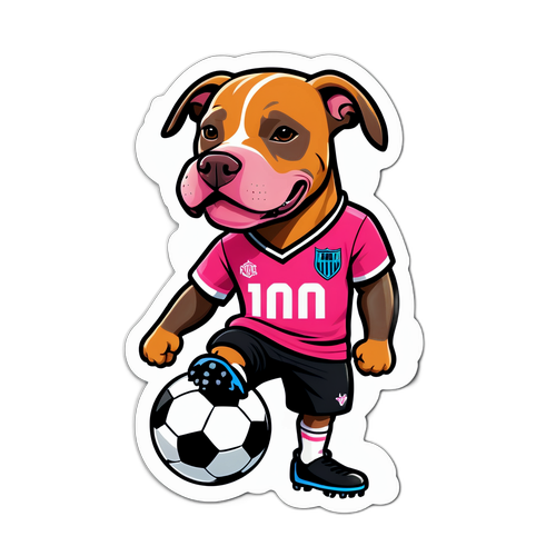 Autocolant cu Pitbull jucând fotbal