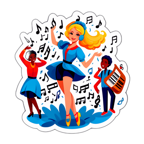 Креативна версія Наталки Денисенко з нотами та танцюючими музикантами