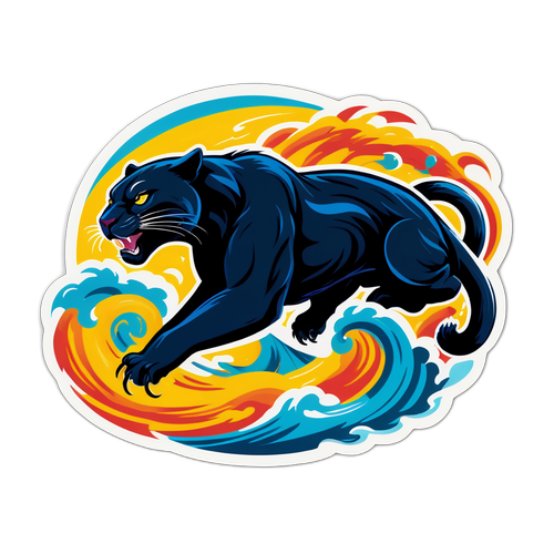 Fierce Panther Leaping Against a Hurricane