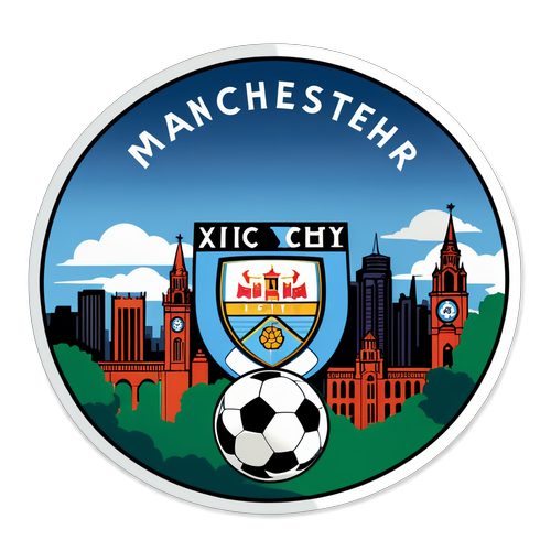 Manchester City'nin Efsanevi Logosu ve Şehir Manzarasıyla Dolu Muhteşem Sticker!