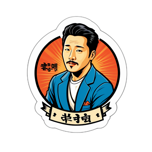 레트로 스타일로 표현된 하정우 캐릭터 스티커