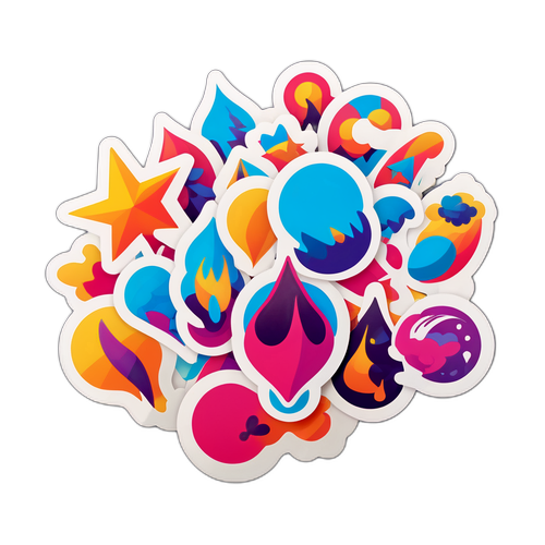 Проект наклеек с шоу-артистами, создающими интересные каплевидные формы в воздухе