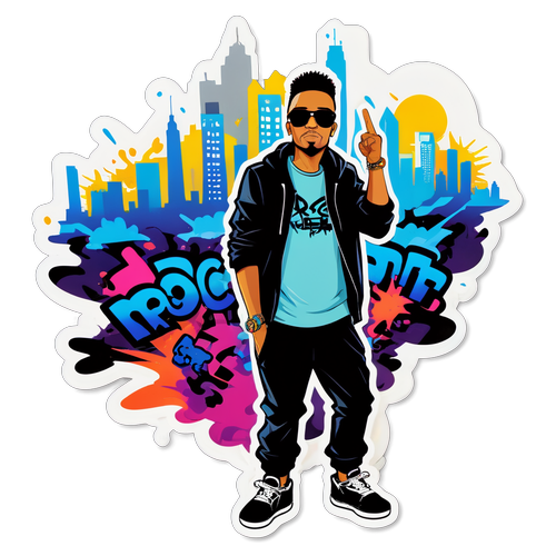 Adesivo di Rocco Hunt in posa hip-hop