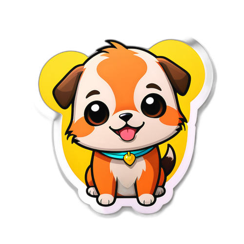 Стикер с милым питомцем, программирующим приложение для iOS