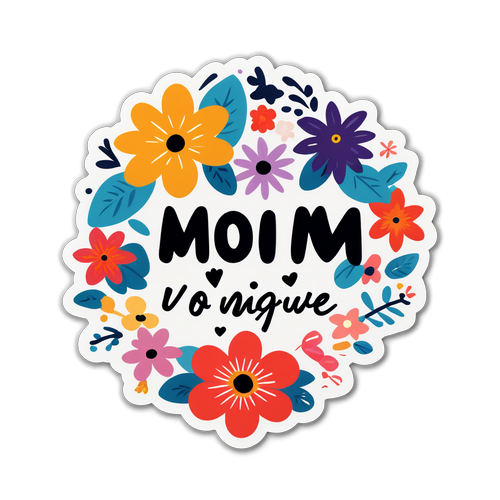 Un sticker con un fondo floral y la frase "Mamá, eres única"