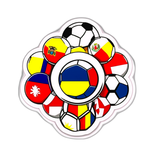 Konstnärlig representation av de colombianska och peruanska flaggorna med en fotboll i centrum