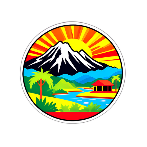 Стикер з пейзажем Венесуели, що відображає її природну красу та багатство