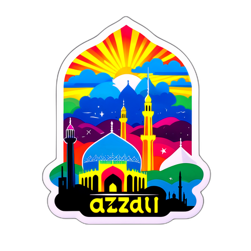 Vibrant klistermärke med iransk skyline