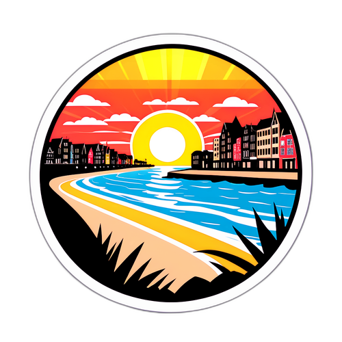 Kleurrijke sticker van Muscarstraat in Oostende