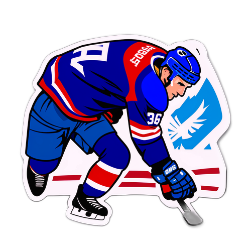 Создание наклейки с Джошем Хокинсоном, демонстрирующим свои достижения в хоккее