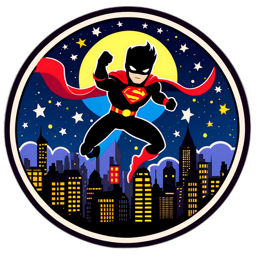 Un adesivo giocoso di un supereroe dopo i titoli di coda