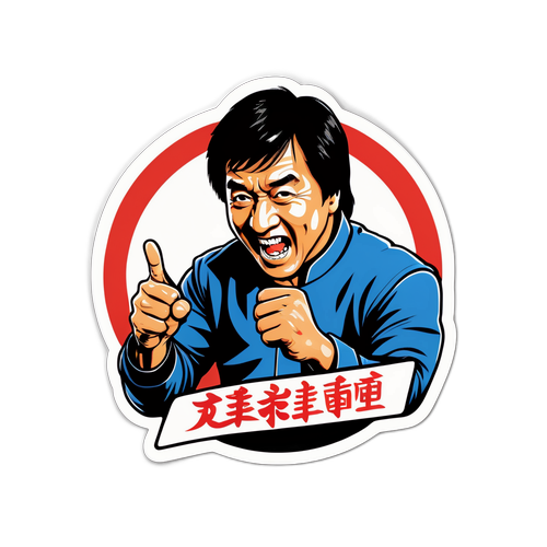 Escena de acción icónica de Jackie Chan con humor