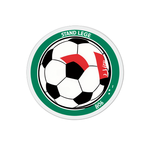 Sticker met het logo van Standard Liège en een zwevende voetbal