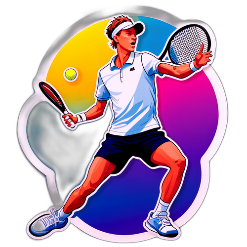 Design dinamic cu Jannik Sinner pe terenul de tenis