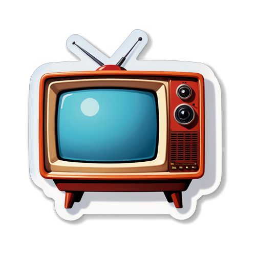 Nostalgischer Retro RTL Aufkleber mit Fernseher