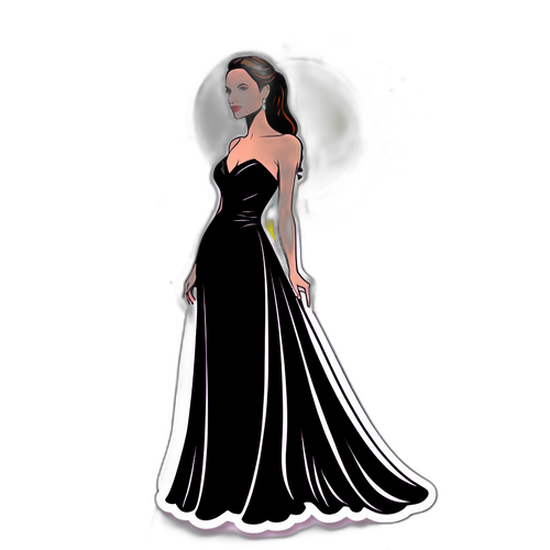Дизайн стікера з силуетом жінки в елегантній вечірній сукні