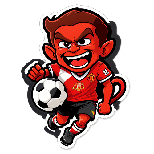 Autocolant Iconic Man United cu Diavolul Roșu