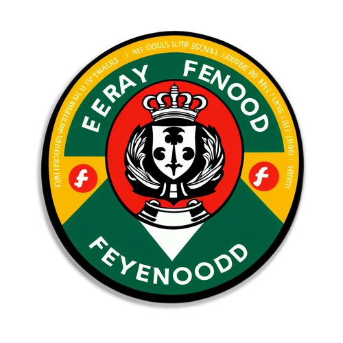 Diseño del logo de Feyenoord con una emocionante escena de partido y la frase 'Siempre Feyenoord'